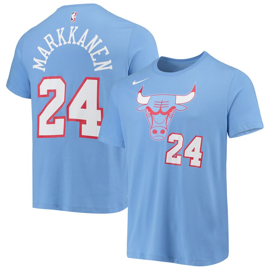 Men 2020 NBA Nike Lauri Markkanen Chicago Bulls Blue 201920 City Edition Name  Number Performance TShirt->chicago bulls->NBA Jersey
